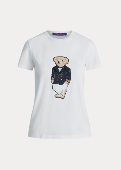 Ralph Lauren Riviera Bear Cotton T Shirt Dame Danmark (LEANV9452)